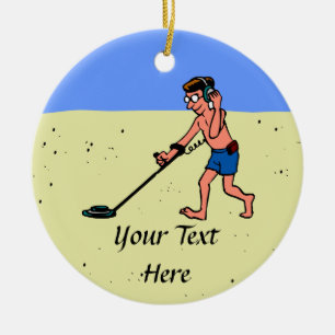Ornamento De Cerâmica Man Metal Detecting Beach