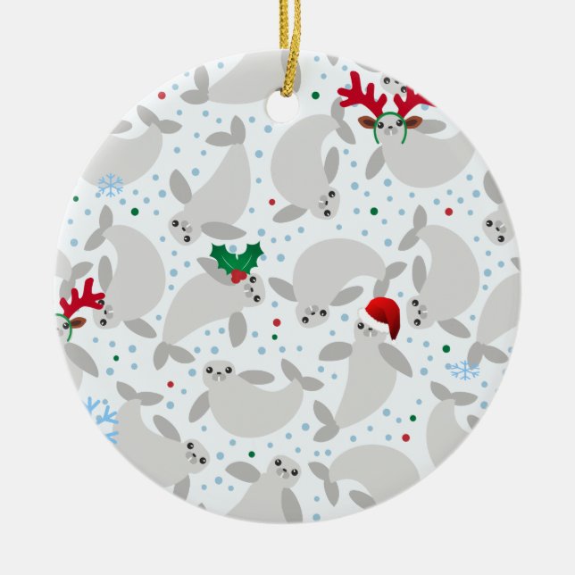 Ornamento De Cerâmica manateado de Natal (Frente)