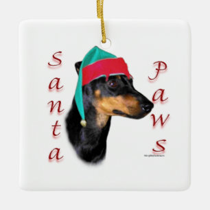 Ornamento De Cerâmica Manchester Terrier Papai Noel