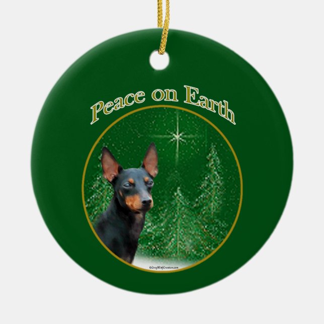 Ornamento De Cerâmica Manchester Terrier Peace (Frente)