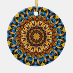 Ornamento De Cerâmica Mandala 02 das folhas e dos seixos