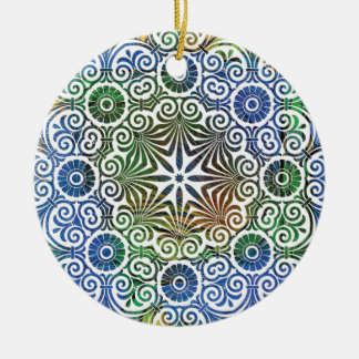 Ornamento De Cerâmica Mandala Azul e Verde