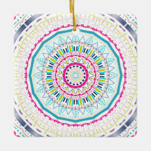 Ornamento De Cerâmica mandala colorida