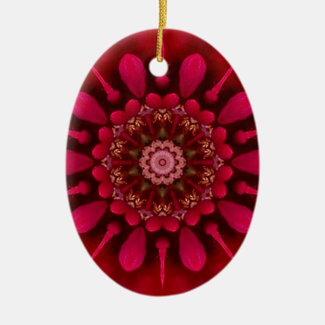 Ornamento De Cerâmica Mandala cor-de-rosa (Frente)