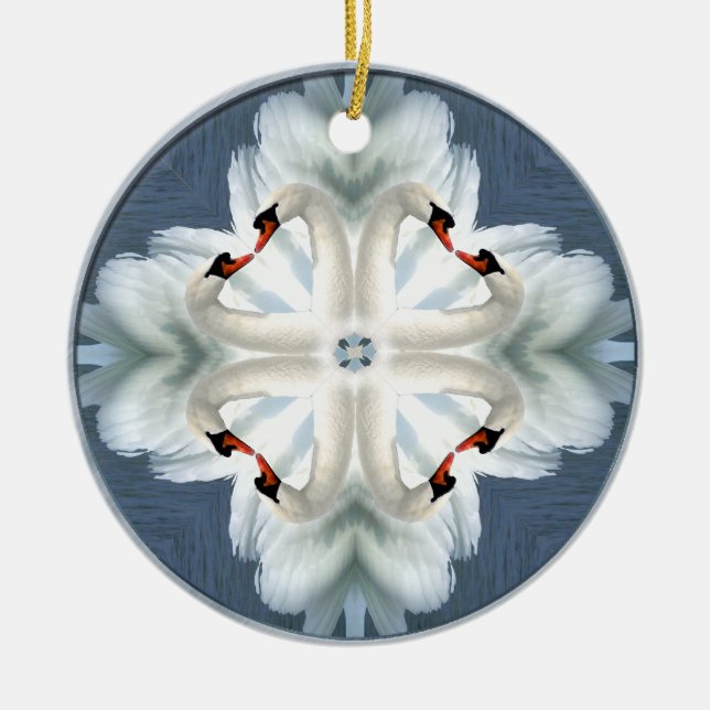 Ornamento De Cerâmica Mandala da cisne (Frente)