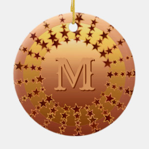 Ornamento De Cerâmica Mandala das Estrelas - Gradiente de Satin Cobre