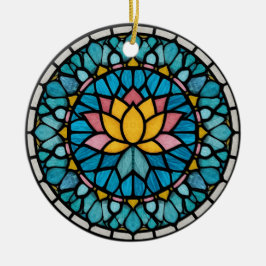 Ornamento De Cerâmica Mandala de Lótus em Vidro Colorido