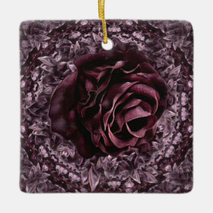 Ornamento De Cerâmica Mandala de Rosa 