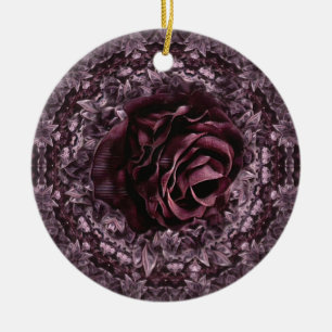 Ornamento De Cerâmica Mandala de Rosa 