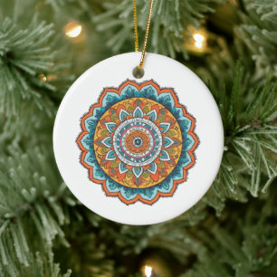 Ornamento De Cerâmica mandala de várias cores