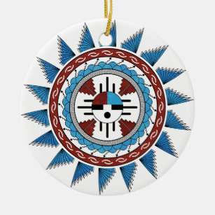 Ornamento De Cerâmica Mandala Nativo Americano do Sudoeste
