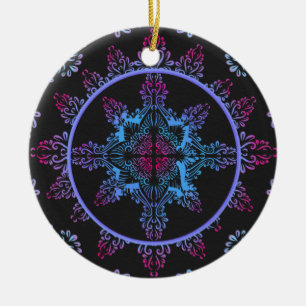 Ornamento De Cerâmica Mandala Night Flower