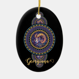 Ornamento De Cerâmica Mandala Ornamental de Leigos Brancos Personalizado