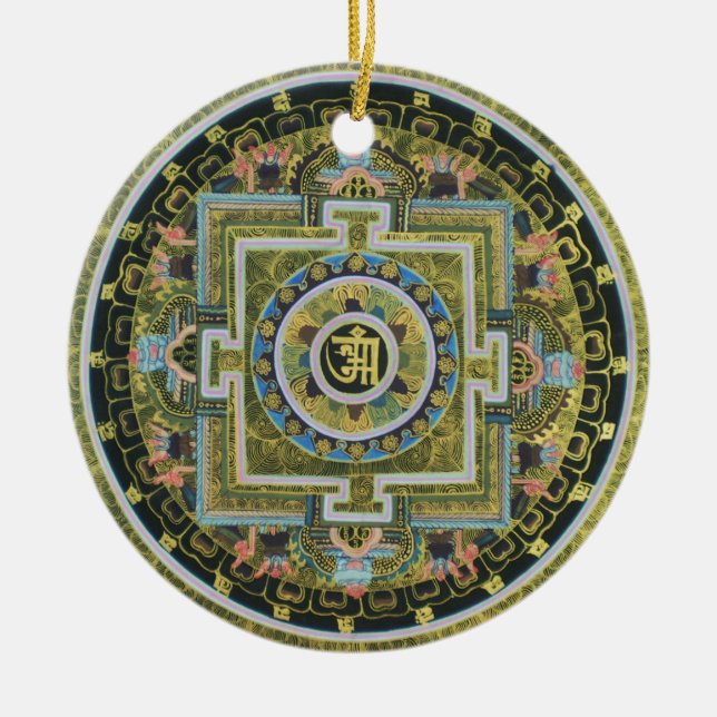 Ornamento De Cerâmica Mandala Tantric tibetana Thangka do budismo do (Frente)
