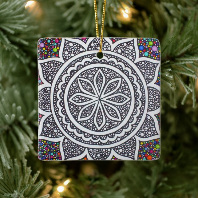 Ornamento De Cerâmica Mandalas com Bolhas (Árvore)