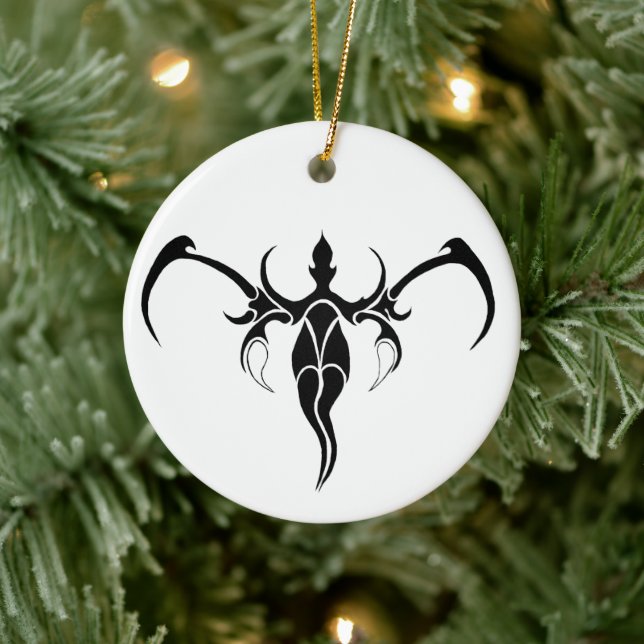 Ornamento De Cerâmica Mandalas Tribal de Elefante Ornado Preto e Branco (Árvore)