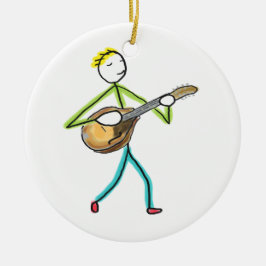 Ornamento De Cerâmica Mandolin Playing Stickman