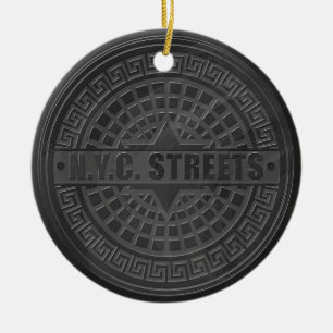 Ornamento De Cerâmica Manhole Cobrir Black Marble