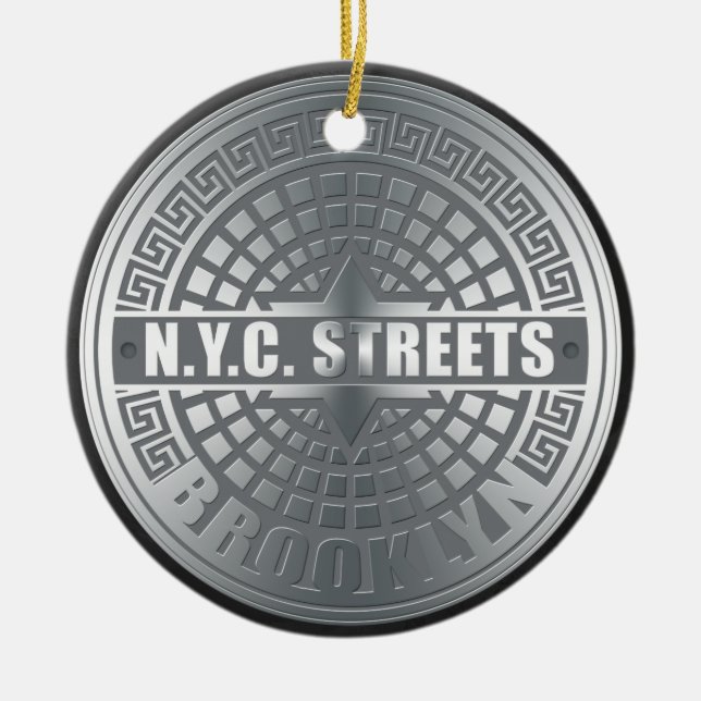 Ornamento De Cerâmica Manhole Cobrir Brooklyn (Frente)