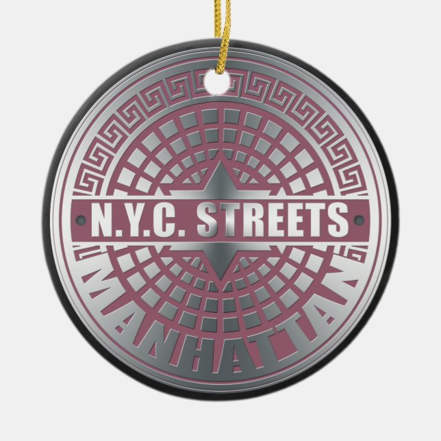 Ornamento De Cerâmica Manhole Cobrir Manhattan (Frente)