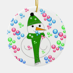 Ornamento De Cerâmica Mania da bolha do boneco de neve