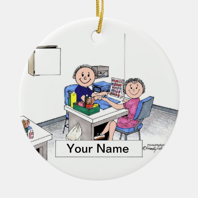 Ornamento De Cerâmica Manicurista - Homem (Frente)