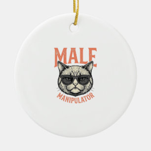 Ornamento De Cerâmica Manipulador Masculino Óculos de Sol Gato Engraçado