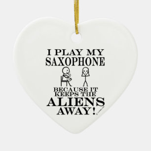 Ornamento De Cerâmica Mantem o saxofone ausente dos aliens