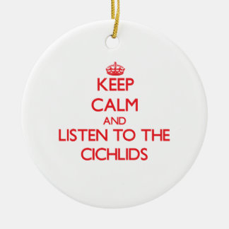 Ornamento De Cerâmica Mantenha a calma e escute as cichlidaes