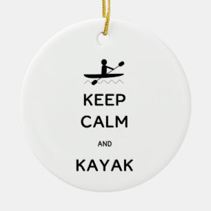Ornamento De Cerâmica Mantenha a calma e o Kayak com o ano
