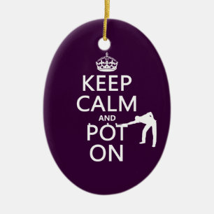 Ornamento De Cerâmica Mantenha a calma e o pote em (Snooker/piscina)