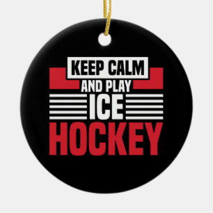 Ornamento De Cerâmica Mantenha calma jogando hóquei