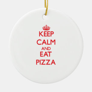 Ornamento De Cerâmica Mantenha calmo e coma a pizza