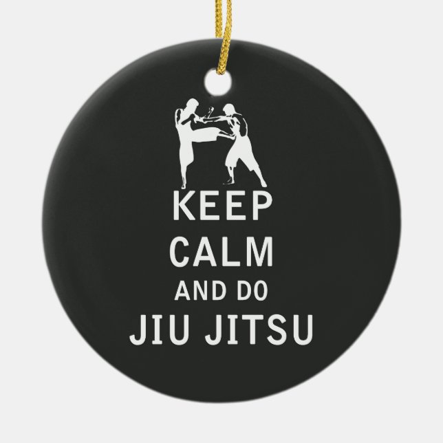 Ornamento De Cerâmica Mantenha calmo e faça Jiu-Jitsu (Frente)
