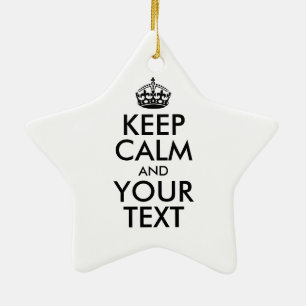 Ornamento De Cerâmica MANTENHA O CALM Personalizado e o TEXTO