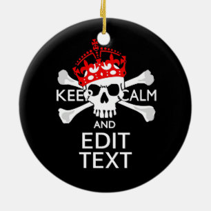 Ornamento De Cerâmica Mantenha Seu Texto Calmo, Crossbones Crânio