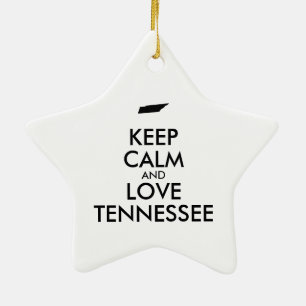 Ornamento De Cerâmica Manter calmo e amar o tennessee personalizável