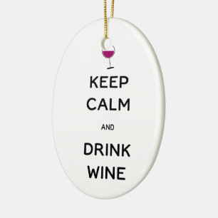 Ornamento De Cerâmica Manter Calmo e Beber Vinho