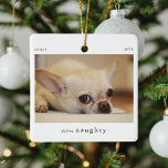 Ornamento De Cerâmica Manutenção de Fotos Pet Mínima Definida<br><div class="desc">Mínimo Engraçado Definir Enfeites de natal de Foto Pet Malvado. Basta carregar uma imagem com sua foto favorita para fazer o presente perfeito para um dono de animais de estimação nesta temporada de festas.</div>