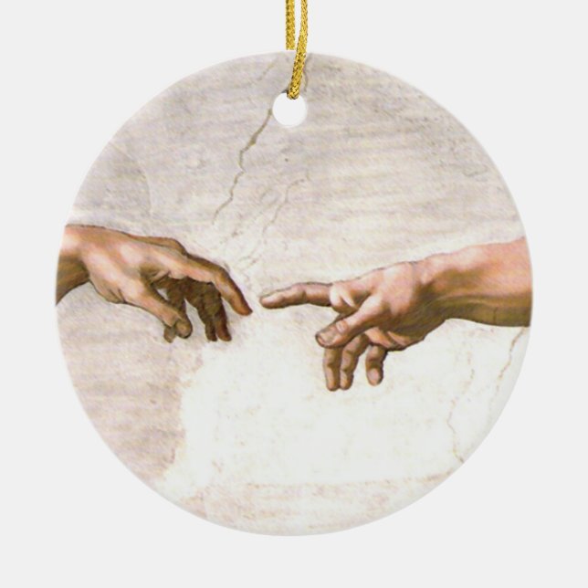 Ornamento De Cerâmica Mão de Deus por Michelangelo (Frente)