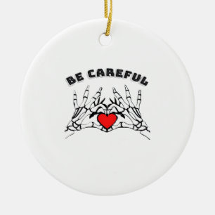 Ornamento De Cerâmica Mão De Esqueleto Com Cardíaco Clássico