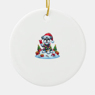 Ornamento De Cerâmica Mão de Paz Miniatura Schnauzer Luzes de Natal Wo