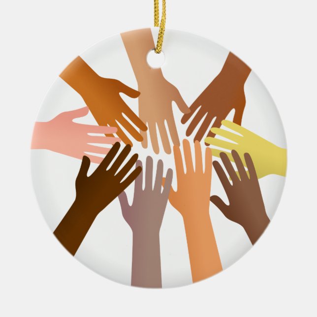 Ornamento De Cerâmica Mãos coloridas (Frente)