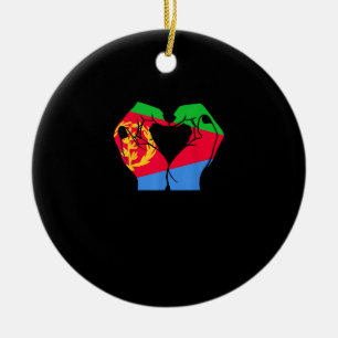 Ornamento De Cerâmica Mãos Coradas com Bandeira Eritreia