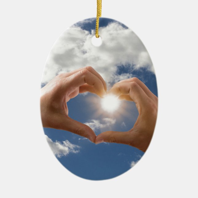 Ornamento De Cerâmica Mãos de amor (Frente)