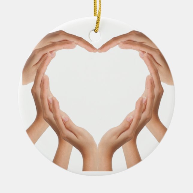 Ornamento De Cerâmica Mãos de Amor (Frente)