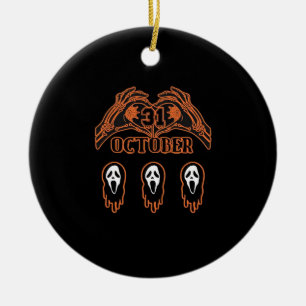 Ornamento De Cerâmica Mãos De Esqueleto Para O Halloween Clássico
