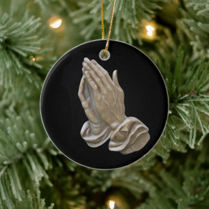 Ornamento De Cerâmica Mãos De Rezamento Pintadas De Metal