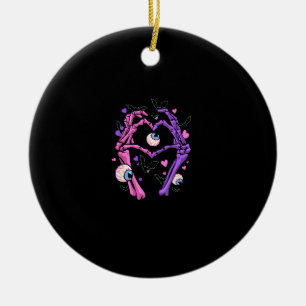 Ornamento De Cerâmica Mãos do Coração - Gótico do Pastel Halloween Eyeba