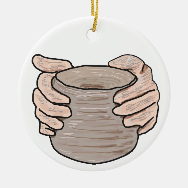 Ornamento De Cerâmica Mãos do Fazer de potência (Frente)